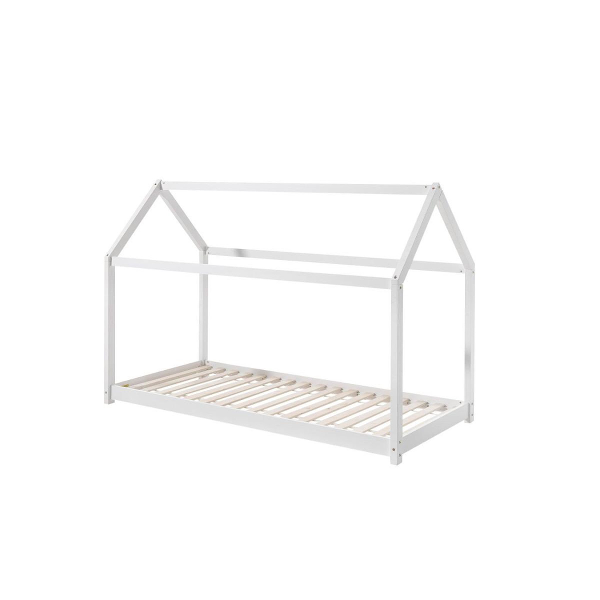 Voir la diapositive 2 : Paris Prix Lit enfant & matelas  cabane  90x200cm blanc