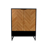 CONCEPT USINE Meuble d'entrée bois et noir chevron avec rangements FLOOR