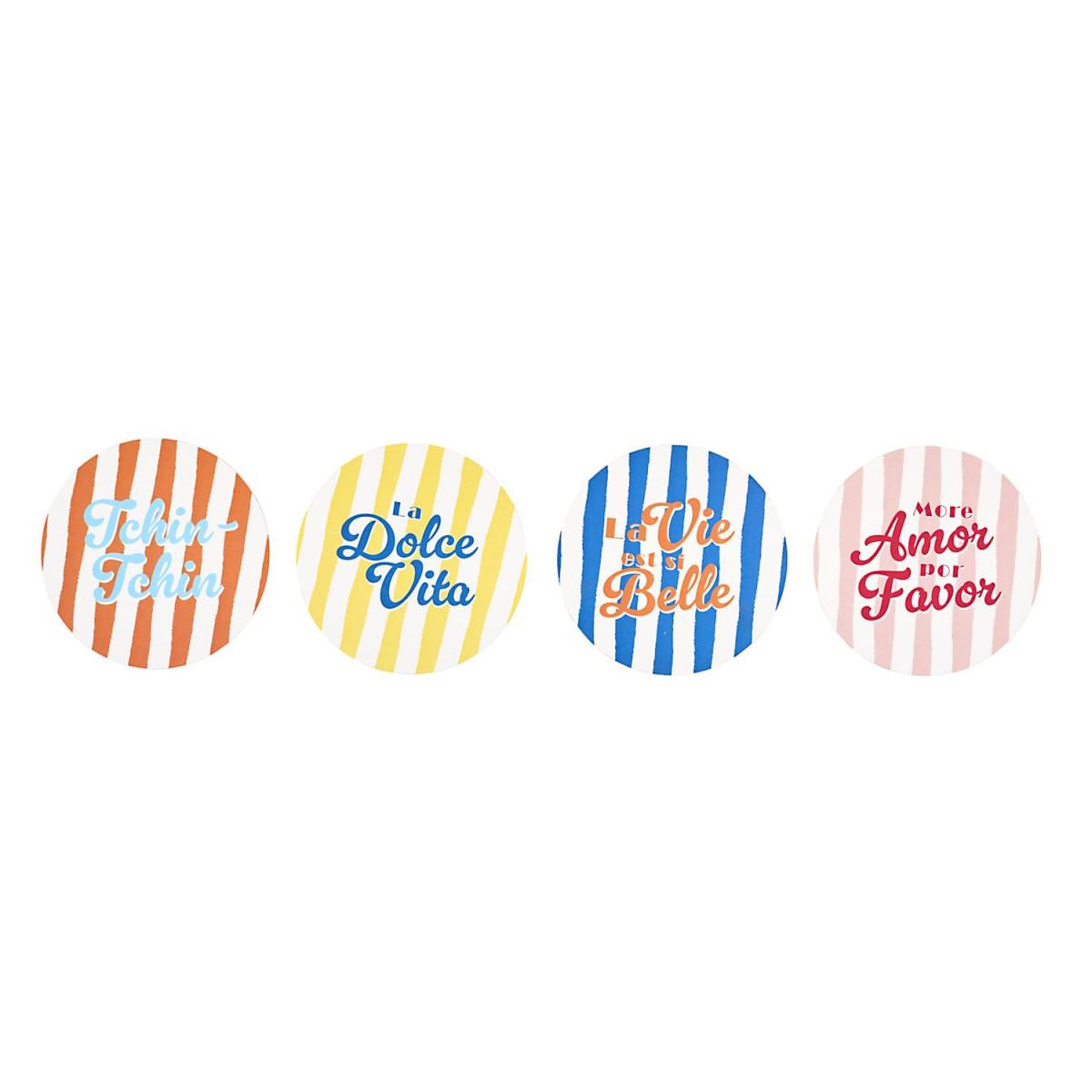 The Home Deco Factory Lot de 4 dessous de verre  dolce vita  10cm multicolore