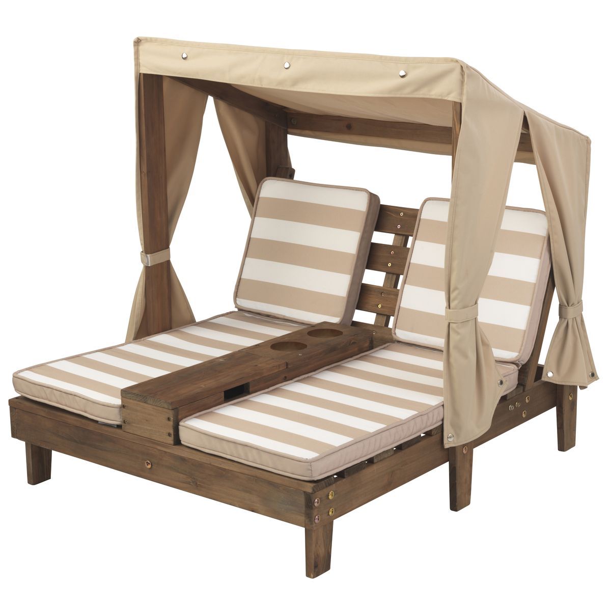 Kidkraft Double chaise longue avec porte-gobelets - Expresso et écru