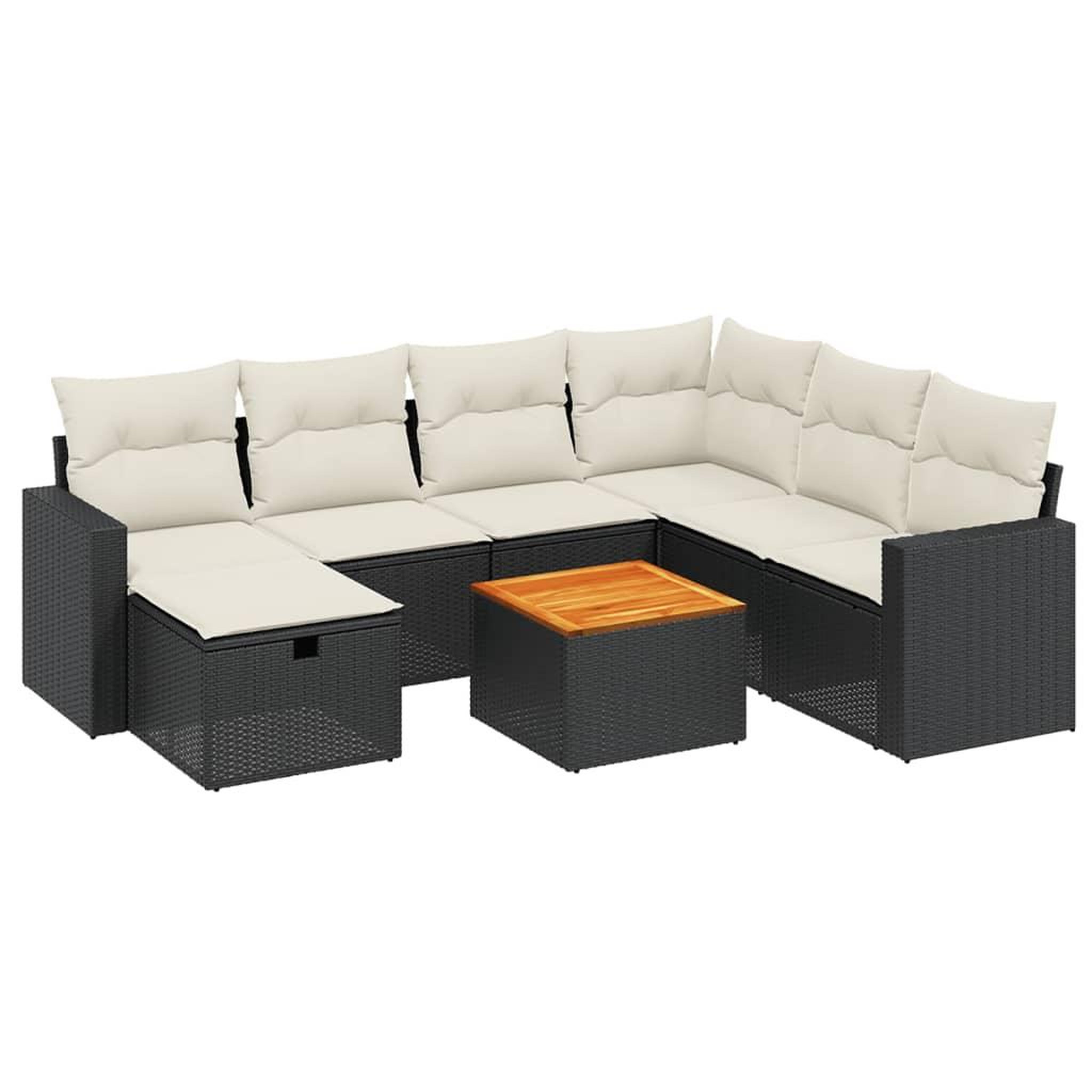 Voir la diapositive 2 : VIDAXL Salon de jardin 8 pcs avec coussins noir resine tressee
