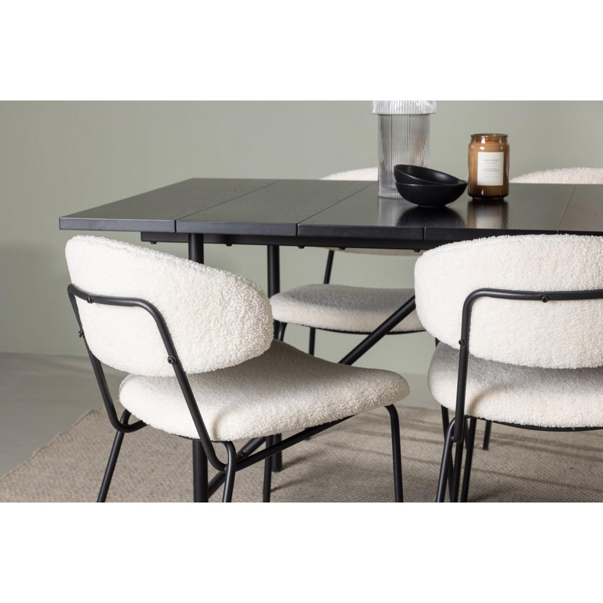 Voir la diapositive 5 : Paris Prix Ensemble table à manger & 6 chaises  astrid & chico  200cm noir & blanc crème