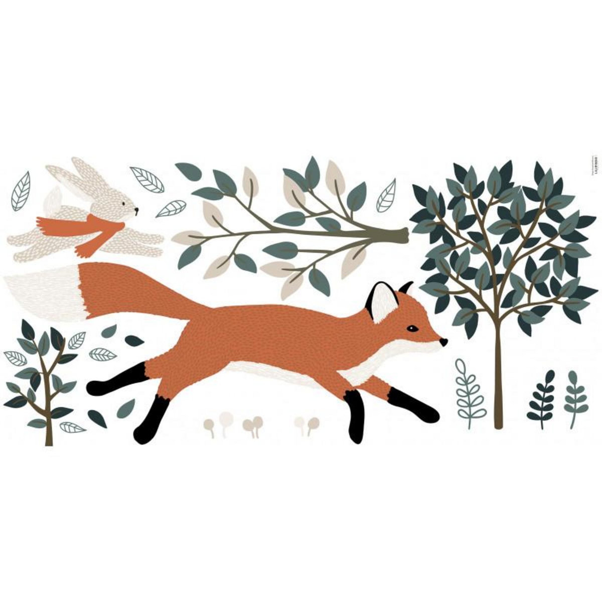 Lilipinso Sticker Lilipinso Mr Fox en Forêt 130 x 64 cm