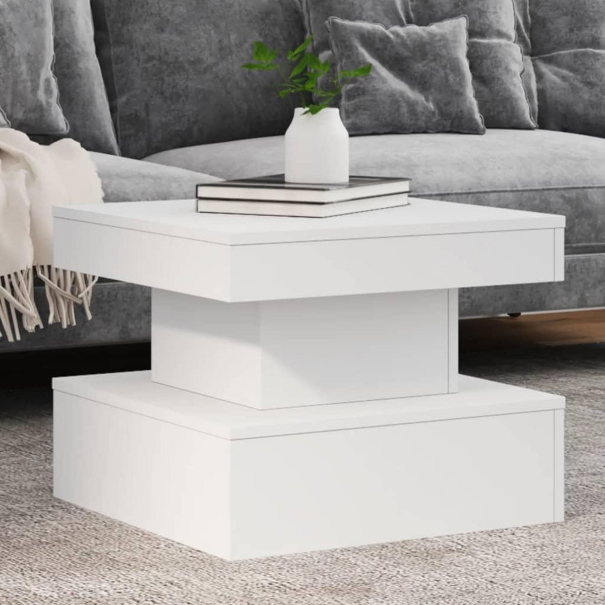 VIDAXL Table basse avec lumieres LED blanc 50x50x40 cm