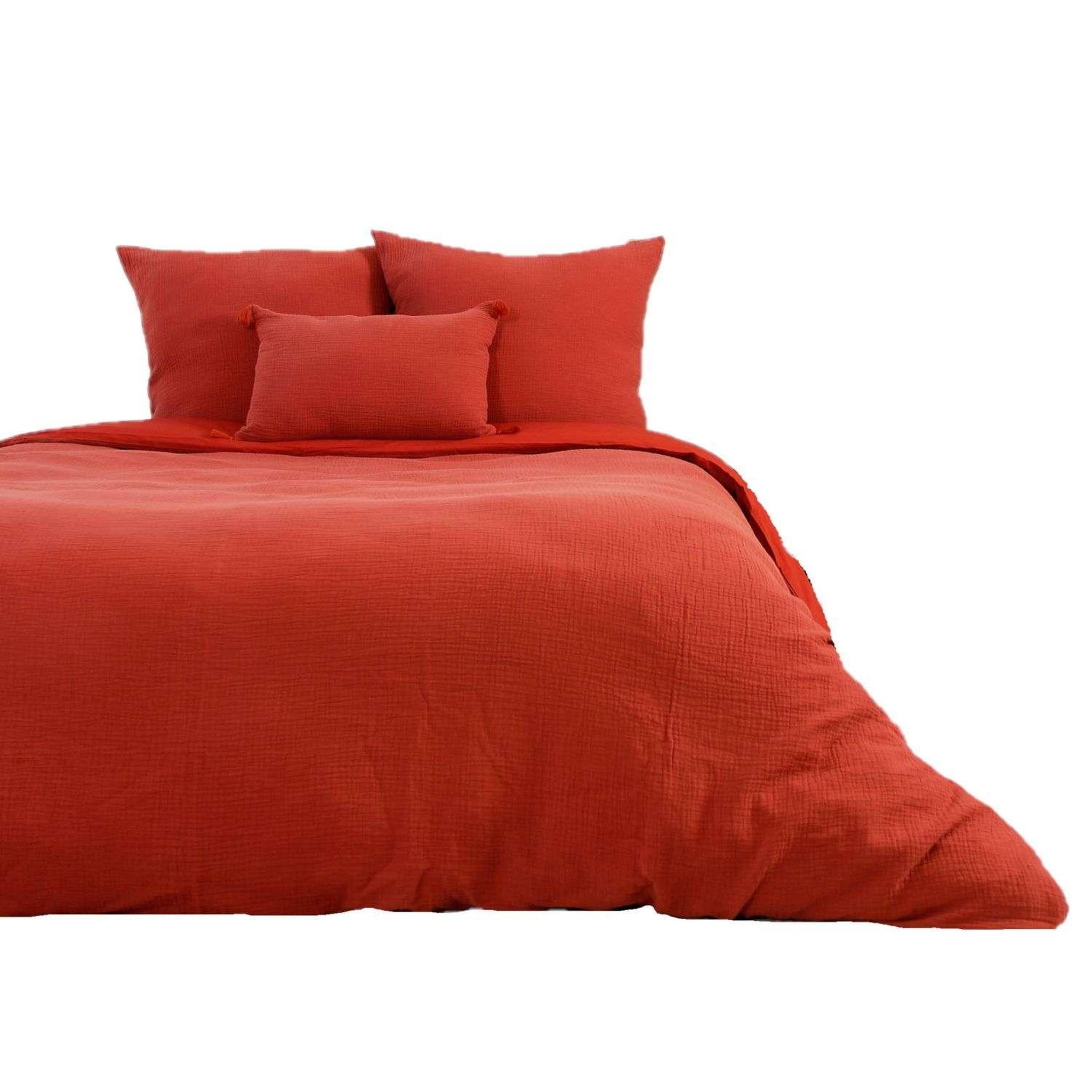 Voir la diapositive 1 : COTE DECO Parure de lit - double gaze de coton