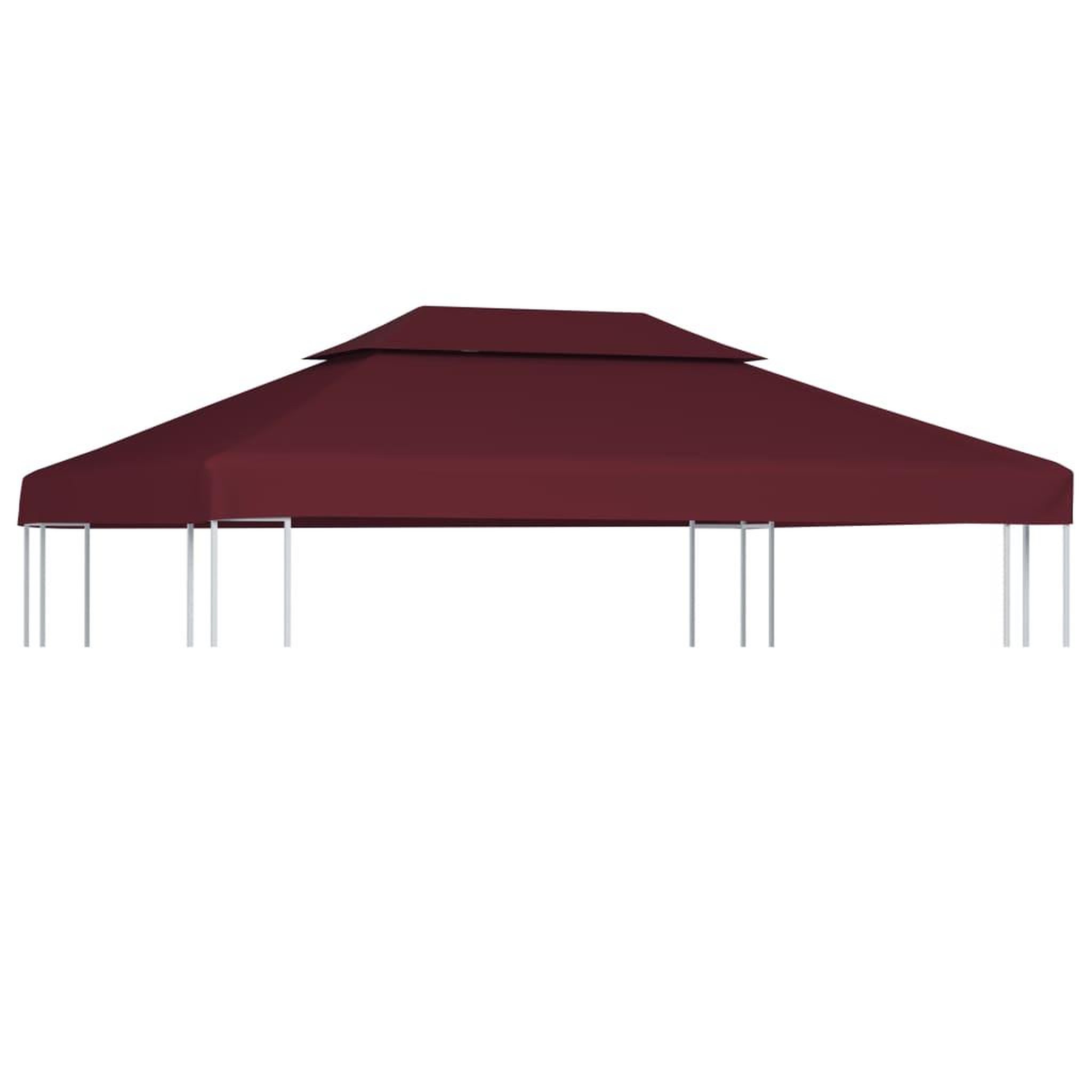 Voir la diapositive 1 : VIDAXL Toile de toit de belvedere 2 niveaux 310 g/m^2 4x3 m bordeaux