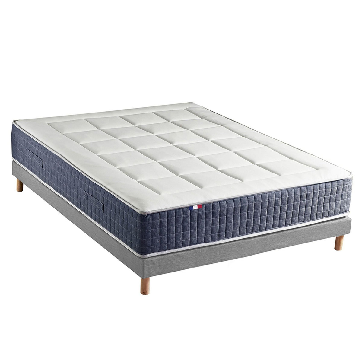IDLITERIE Ensemble Matelas Ressort 7 zones + Mémoire de forme + Sommier KING STYLE Fabriqué en France