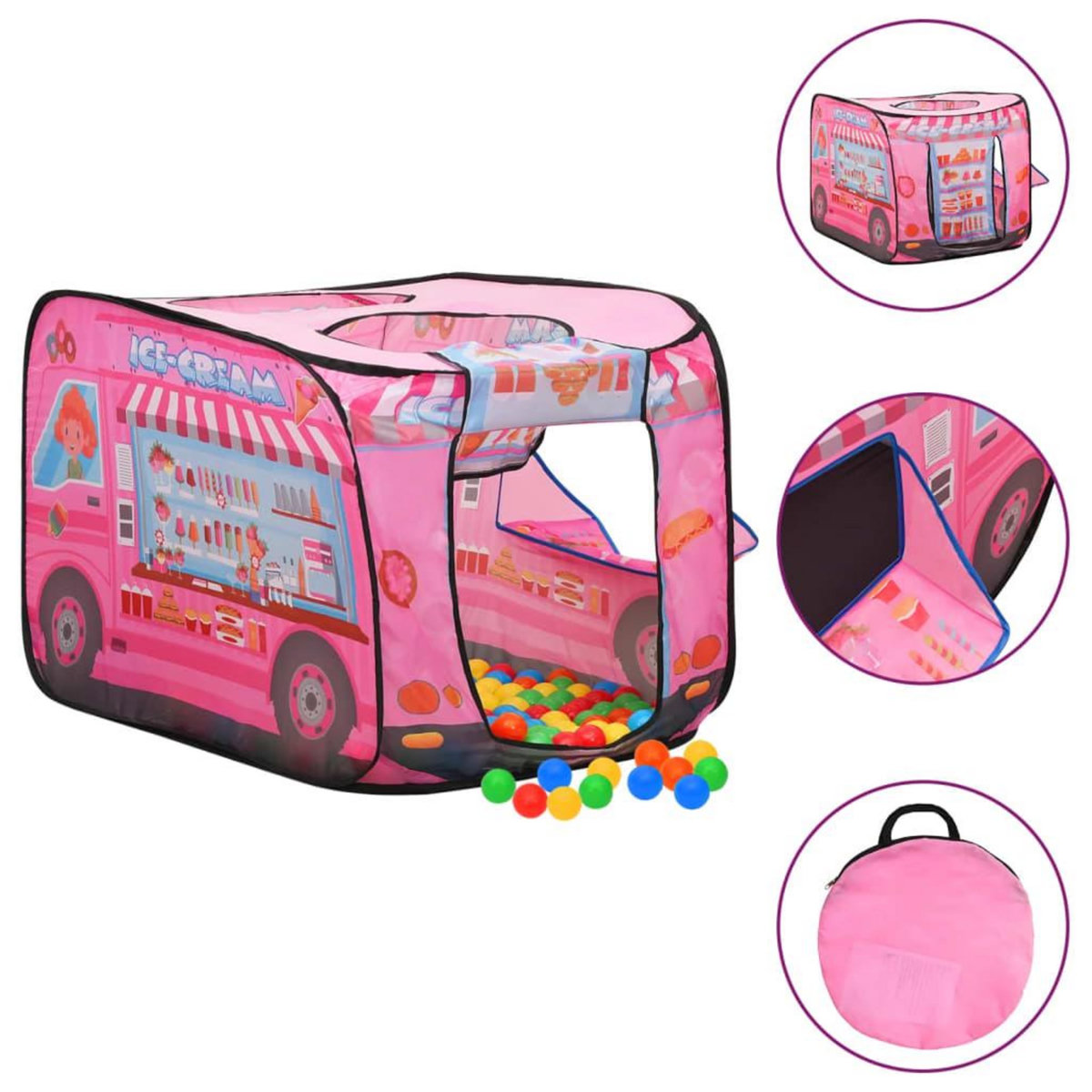 VIDAXL Tente de jeu pour enfants avec 250 balles Rose 70x112x70 cm