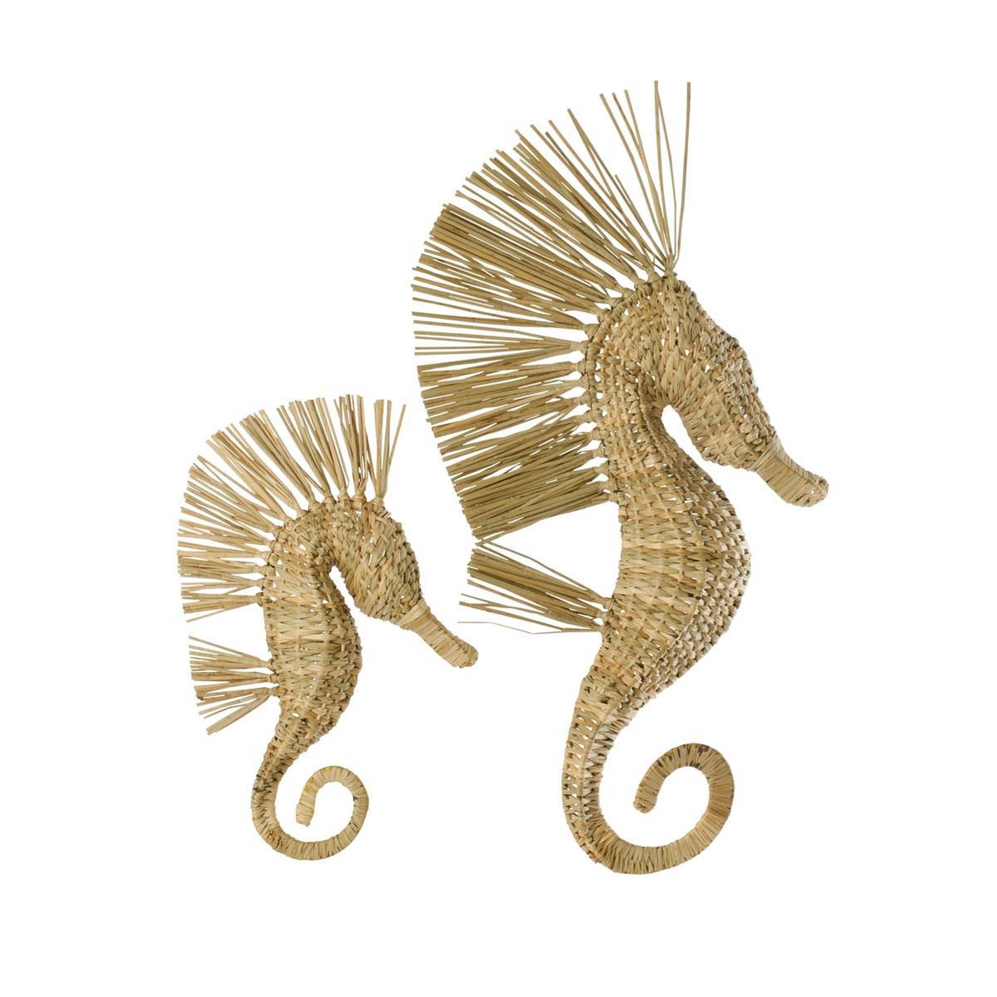 Voir la diapositive 3 : J-LINE Déco murale hippocampe herbe  nut  40cm naturel