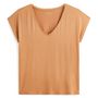 Voir la diapositive 3 : IN EXTENSO T-shirt manches courtes beige camel dentelles col v femme