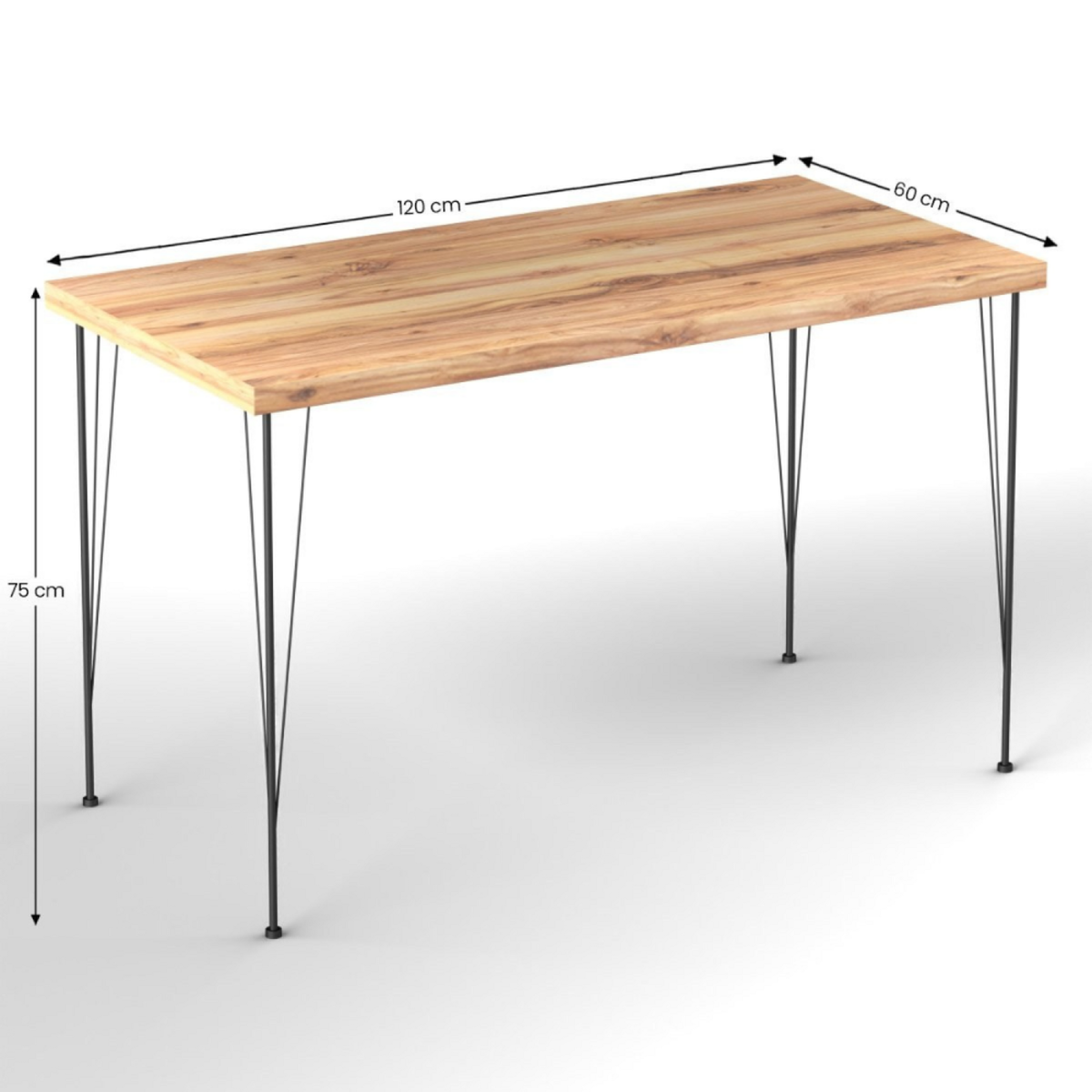 CONCEPT USINE Ensemble repas table et chaises industriel bois et noir SQUARE