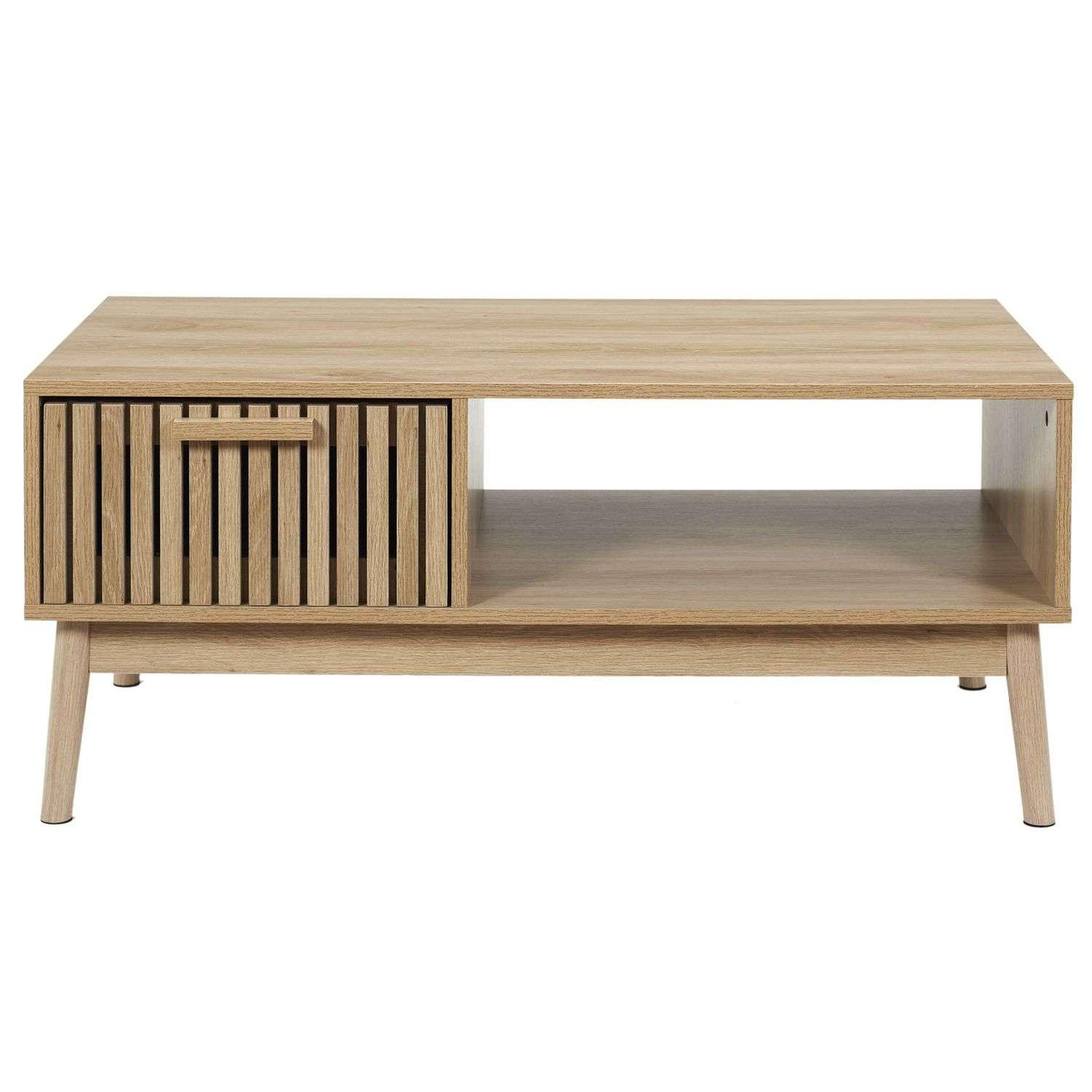 The Home Deco Factory Table basse 1 tiroir et 1 niche saulk en bois - marron
