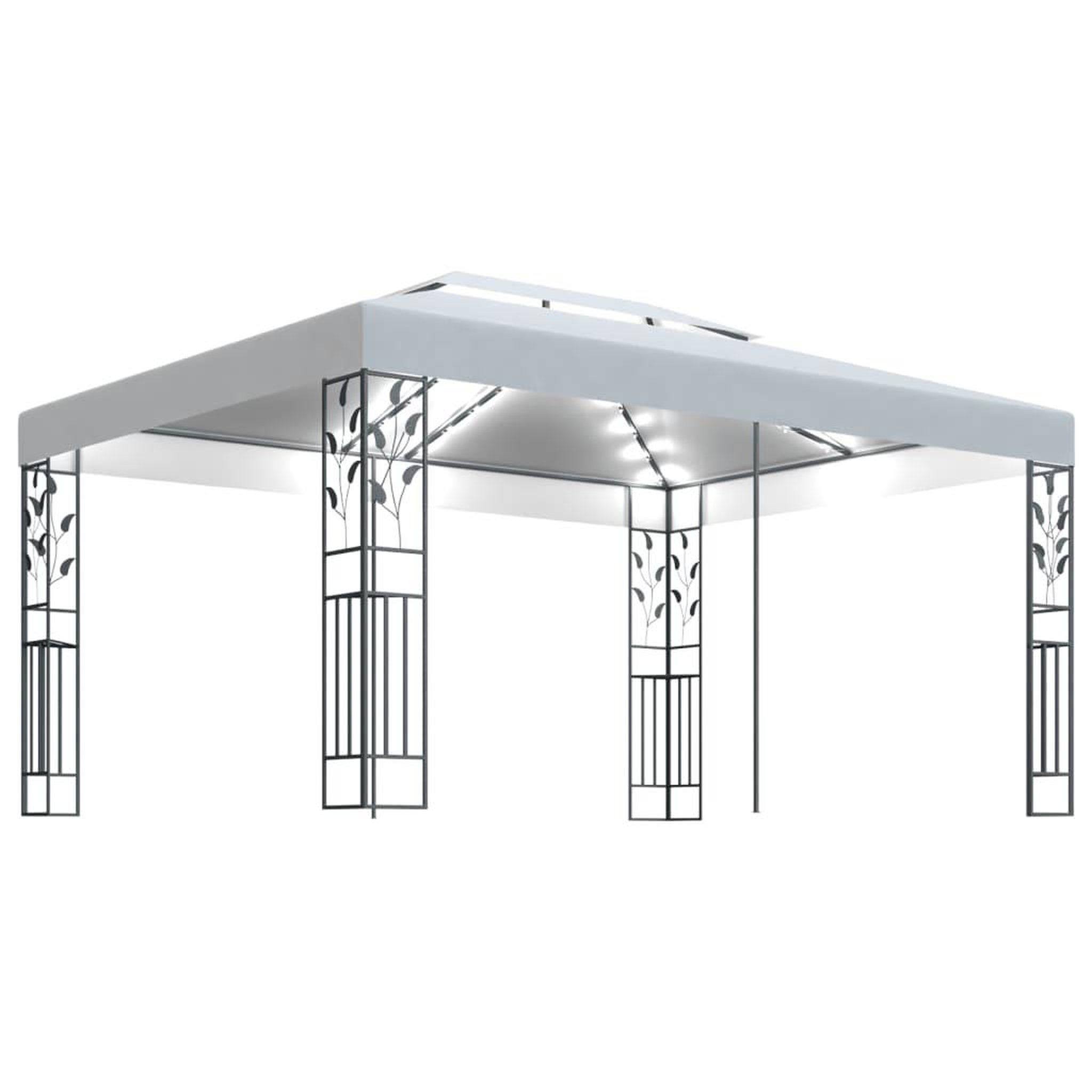 Voir la diapositive 2 : VIDAXL Tonnelle avec double toit et lumieres LED 3x4 m Blanc
