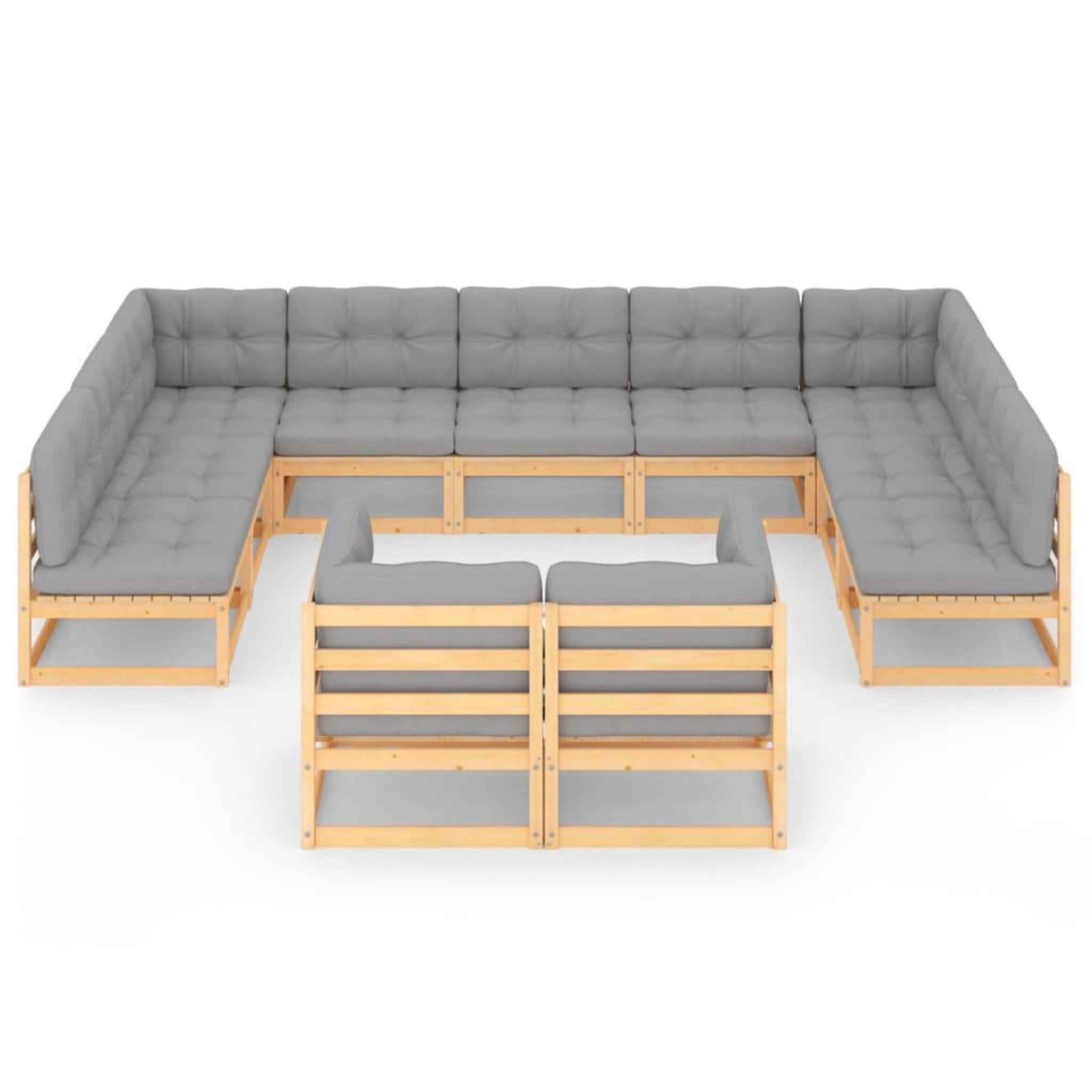 Voir la diapositive 3 : VIDAXL Salon de jardin 11 pcs avec coussins Bois de pin massif