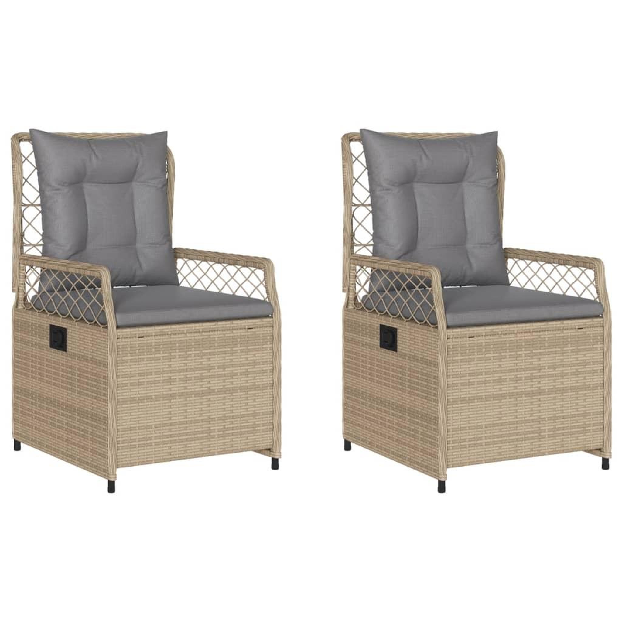 Voir la diapositive 2 : VIDAXL Chaises inclinables de jardin lot de 2 beige resine tressee
