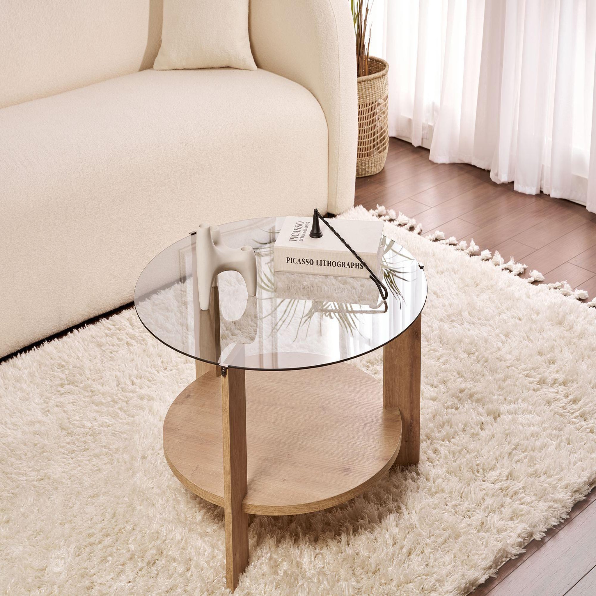 Voir la diapositive 2 : Habitat et Jardin Table basse en bois  clara  - 75 x 75 x 40 cm - chêne saphirfumées