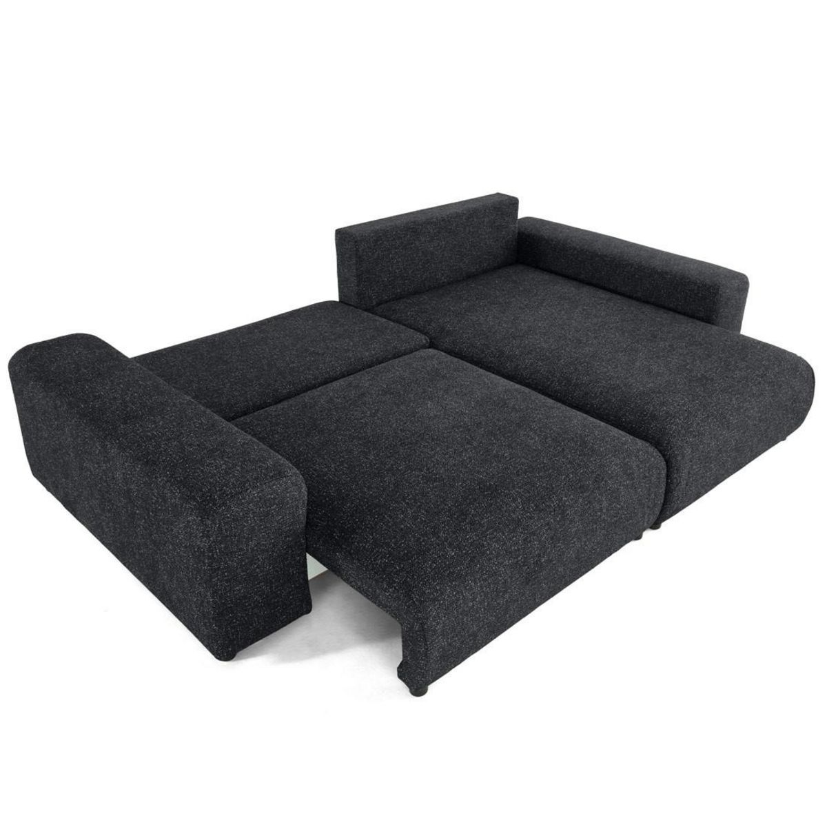 LISA DESIGN Jake - canapé panoramique d'angle droit 7 places convertible avec coffre en fausse fourrure