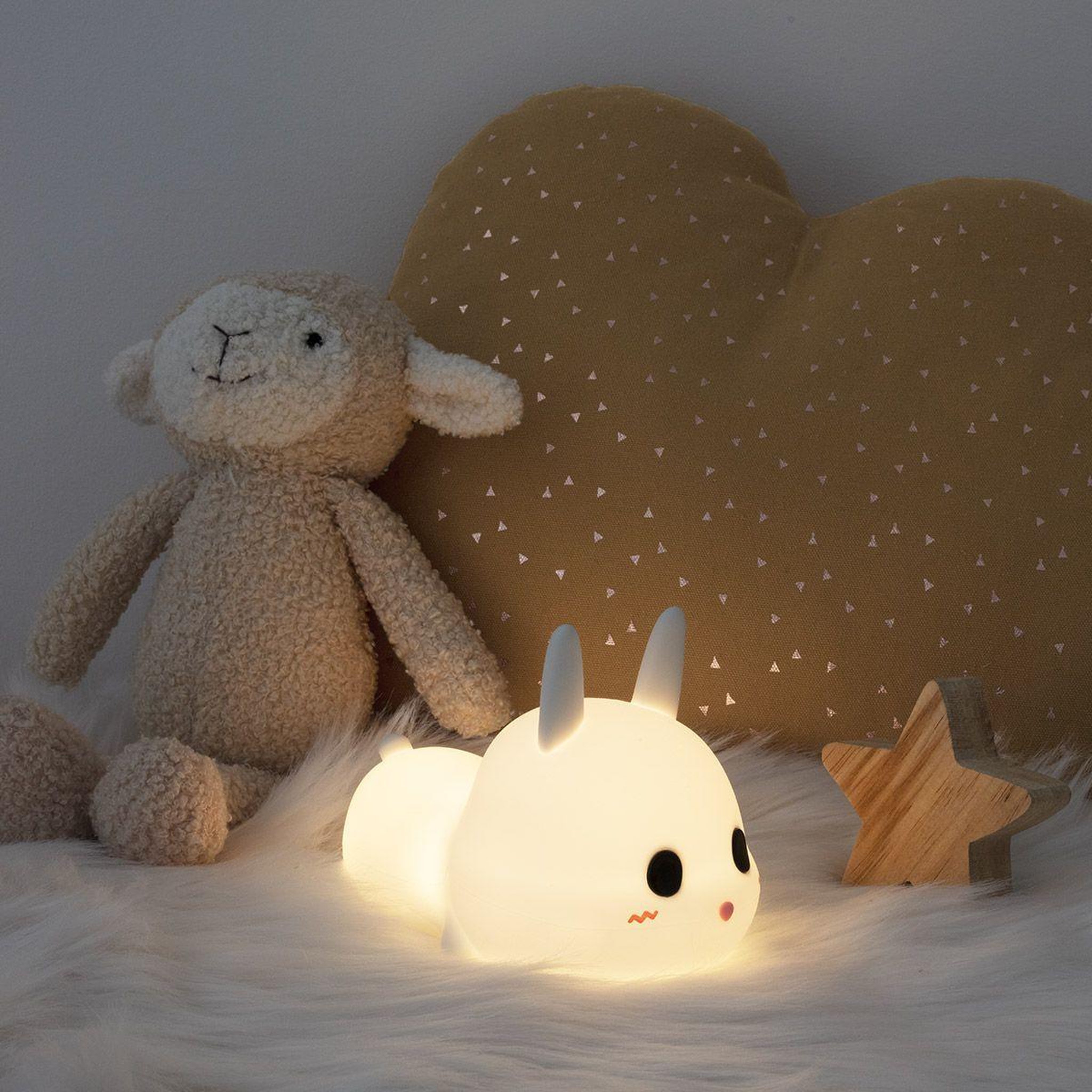 Voir la diapositive 4 : Atmosphera Kids Veilleuse pour Enfant  Lapin Silicone  15cm Blanc