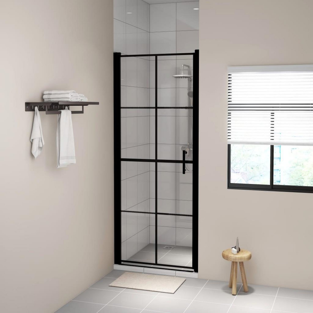 VIDAXL Porte de douche Verre trempe 81x195 cm Noir