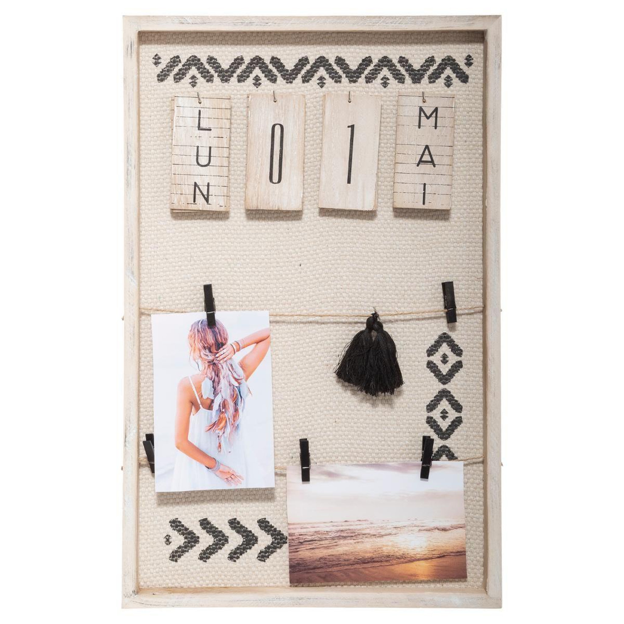 Voir la diapositive 1 : ATMOSPHERA Porte photo & calendrier bois  bonie  50cm naturel