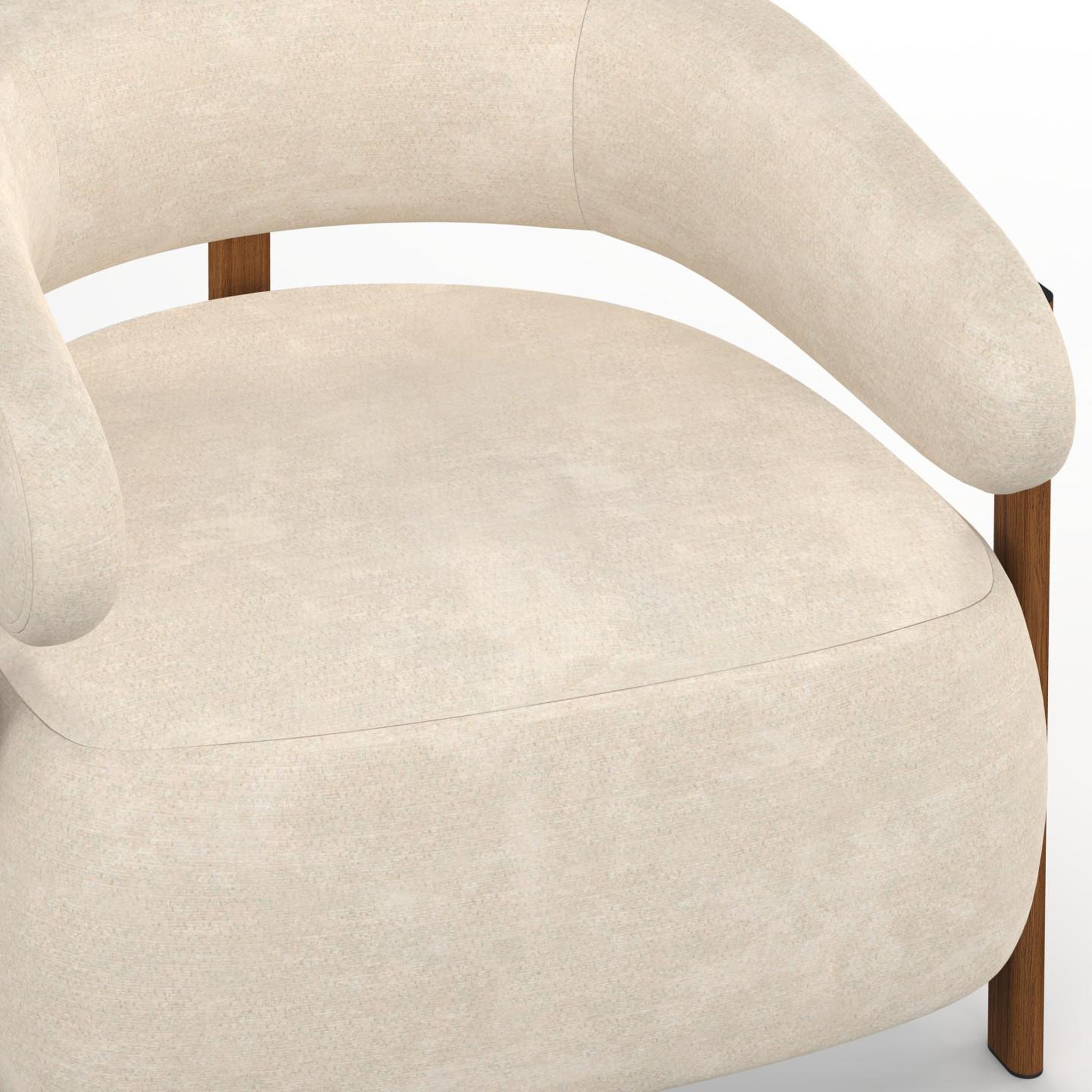 Voir la diapositive 6 : ID MARKET Fauteuil albert tissu chenille beige et pieds effet noyer