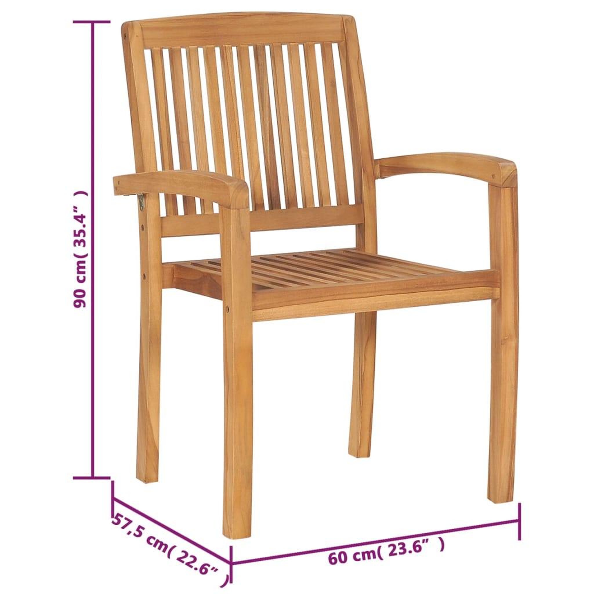 Voir la diapositive 6 : VIDAXL Chaises de jardin empilables avec coussins lot de 6 Teck solide