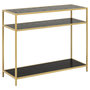 Voir la diapositive 1 : TOILINUX Console avec 2 étagères en MDF et métal - Noir et Doré
