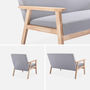 Voir la diapositive 5 : SWEEEK Banquette et fauteuil en bois et tissu gris clair. Isak. L 114 x l 69.5 x H 73cm