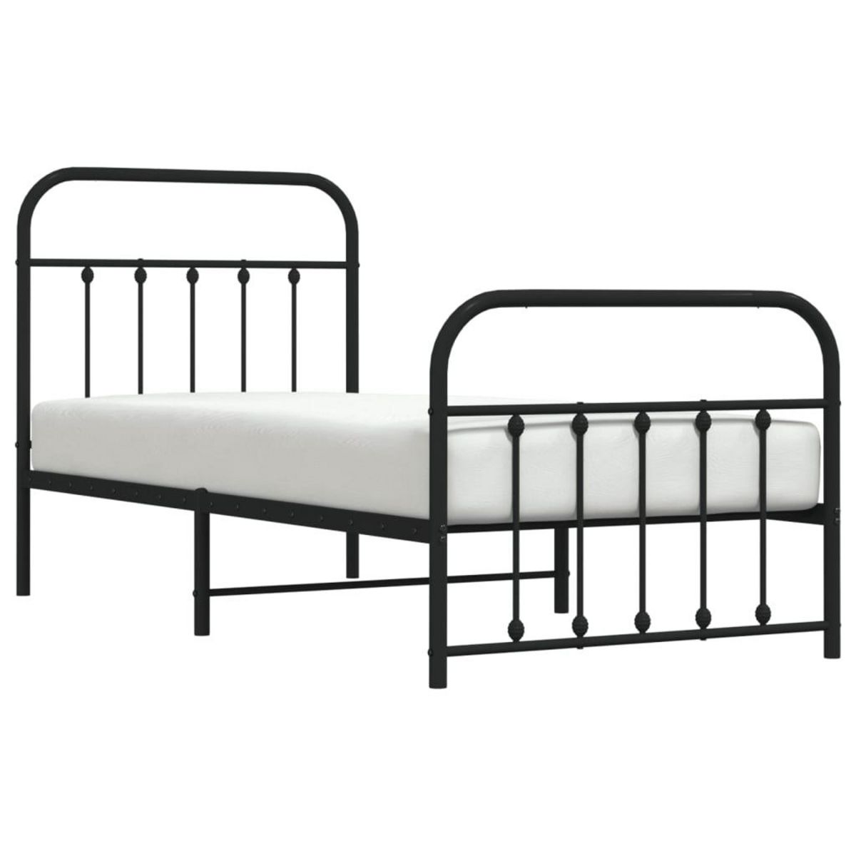 VIDAXL Cadre de lit metal sans matelas avec pied de lit noir 90x190 cm