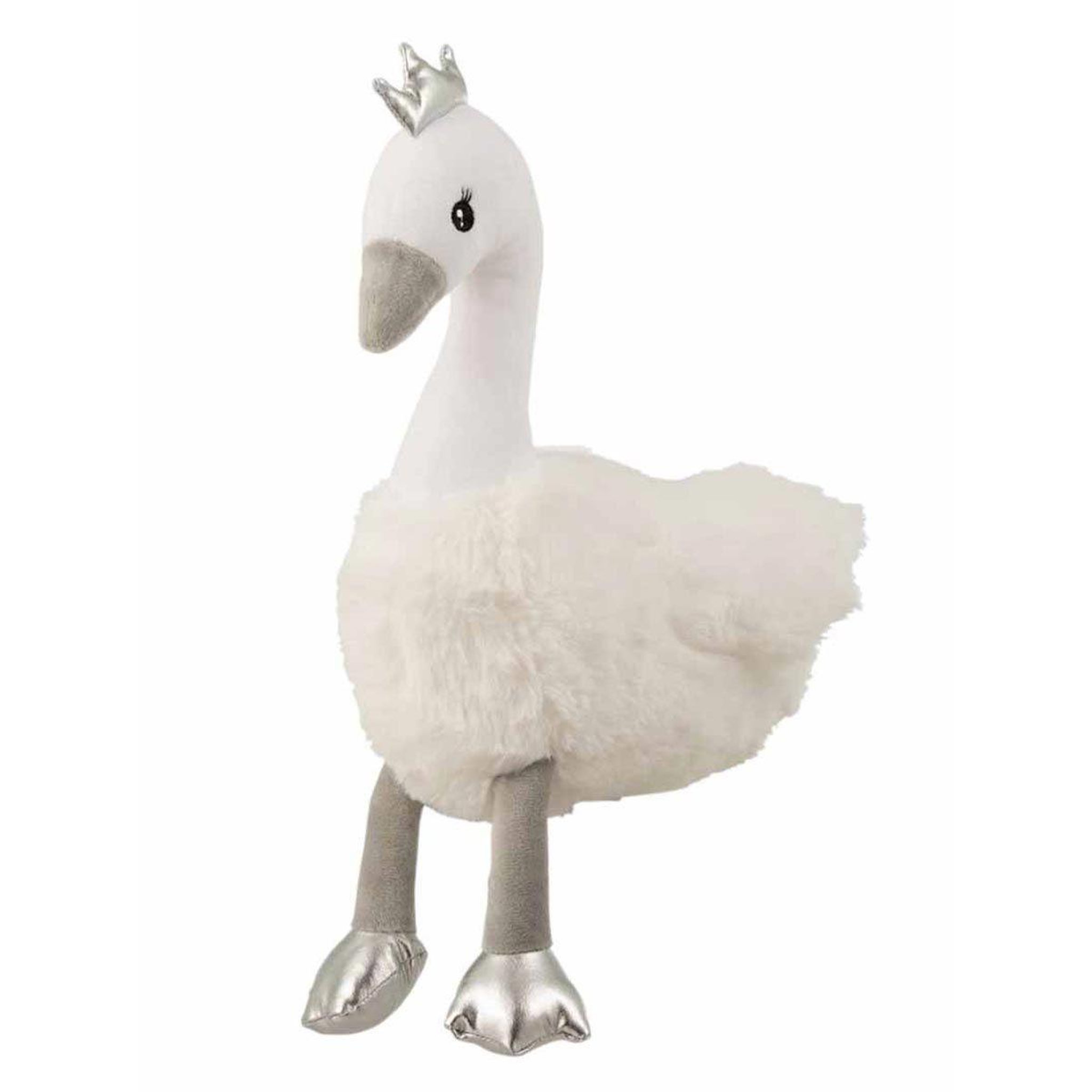 Voir la diapositive 1 : J-LINE Peluche Enfant  Cygne  40cm Blanc & Argent