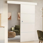 ID MARKET Kit porte coulissante blanc 83 cm avec rail et fixations