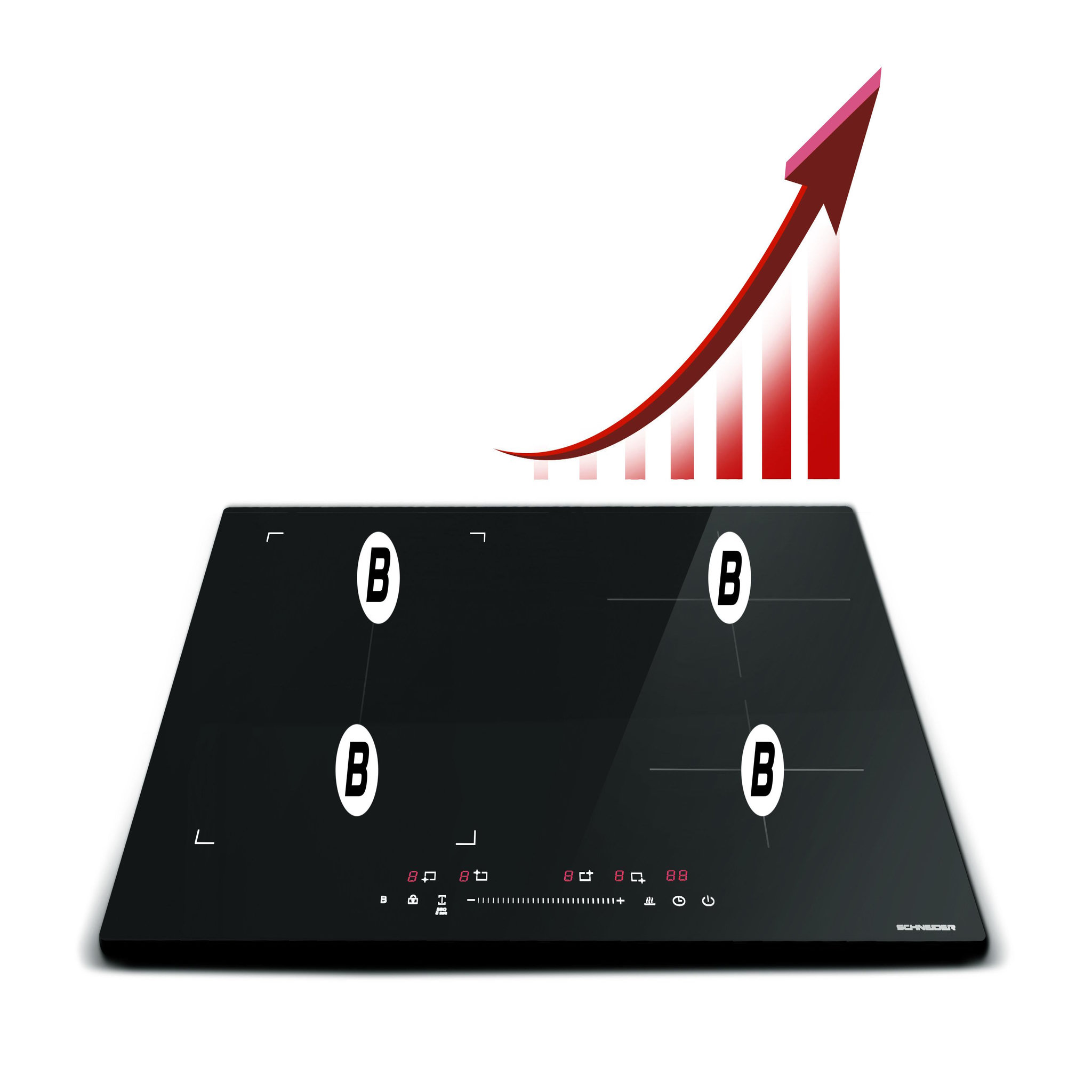 Voir la diapositive 6 : SCHNEIDER Table induction 4 feux Noir - SCTI604BS