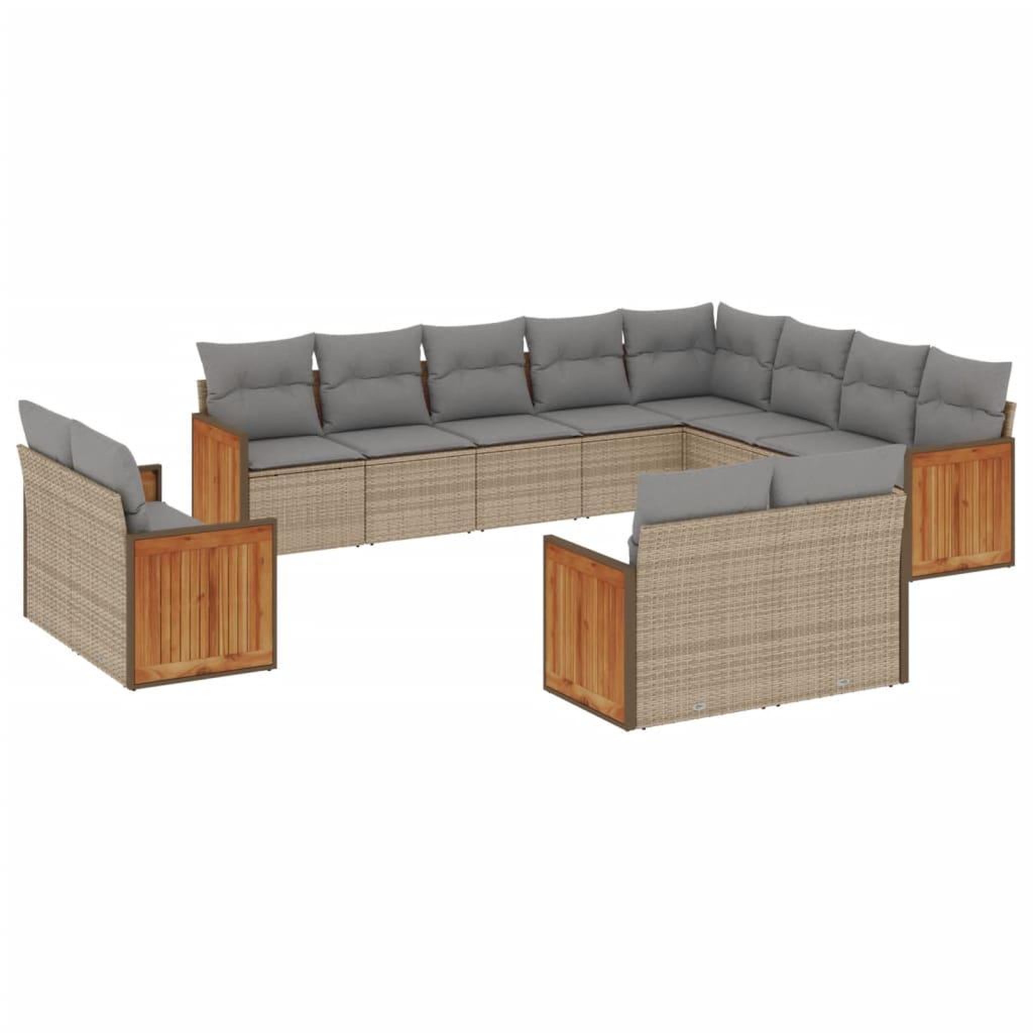 Voir la diapositive 2 : VIDAXL Salon de jardin avec coussins 12 pcs beige resine tressee