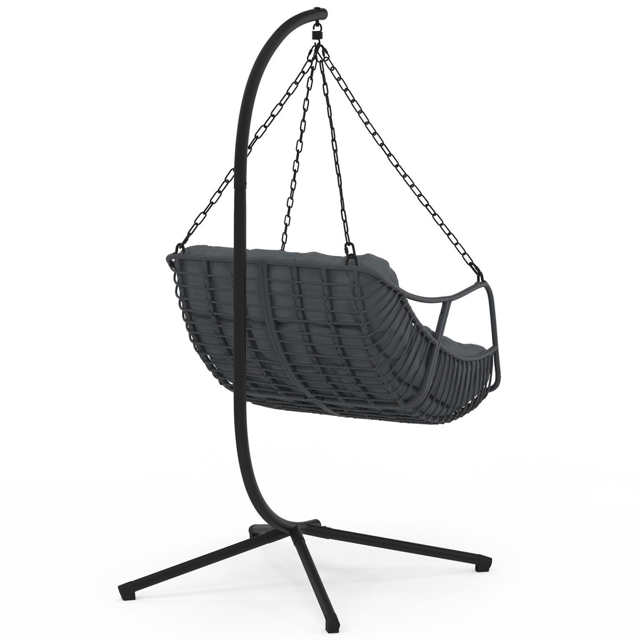 Voir la diapositive 6 : ID MARKET Fauteuil suspendu relax loa ajouré effet rotin gris avec coussin gris