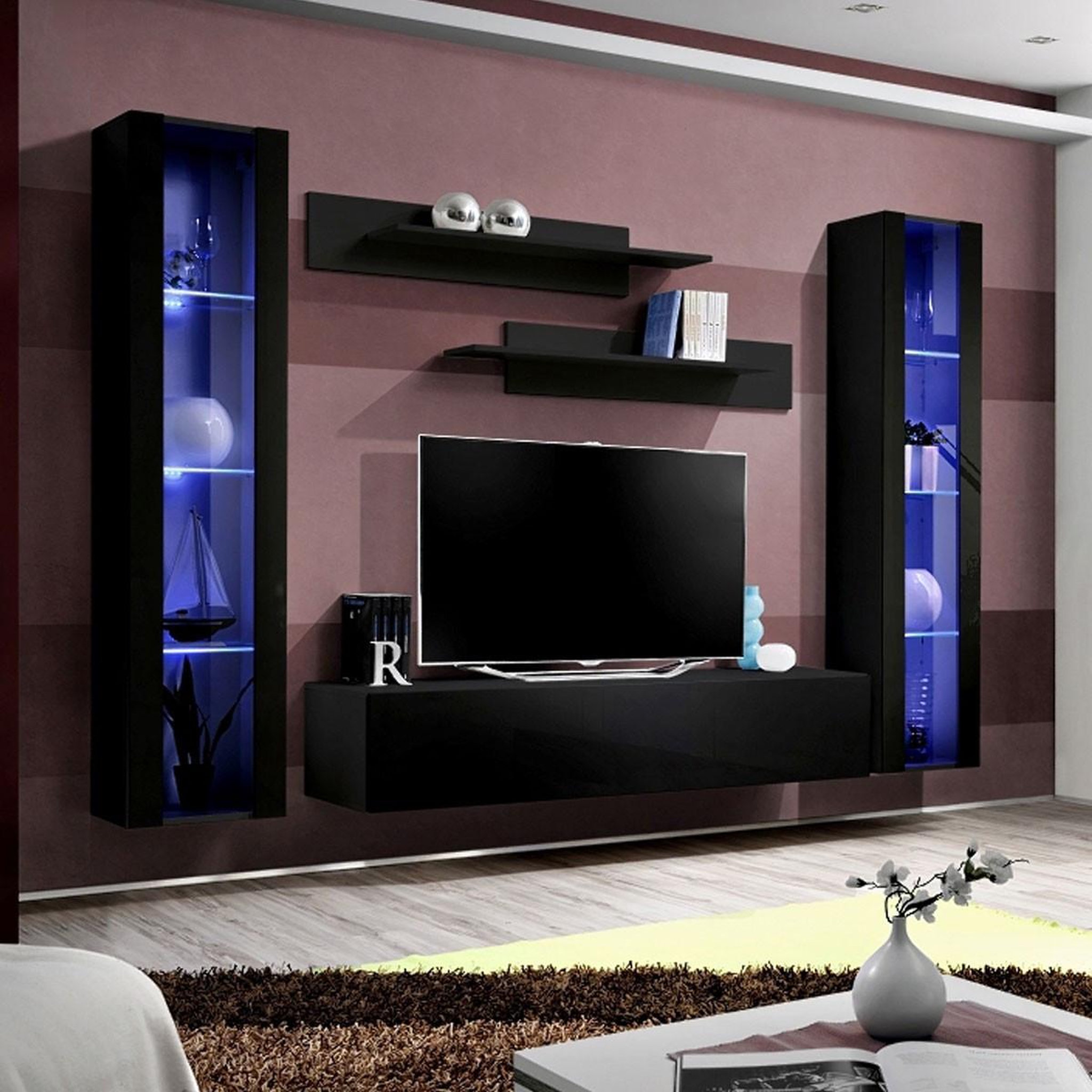 Paris Prix Ensemble meuble tv mural  fly a2  260cm noir