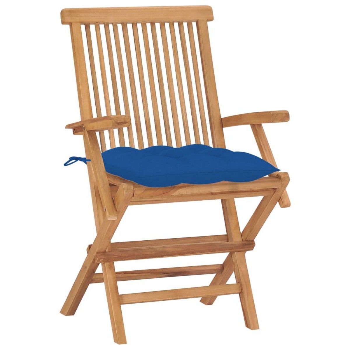 VIDAXL Chaises de jardin avec coussins bleu lot de 8 Bois teck massif