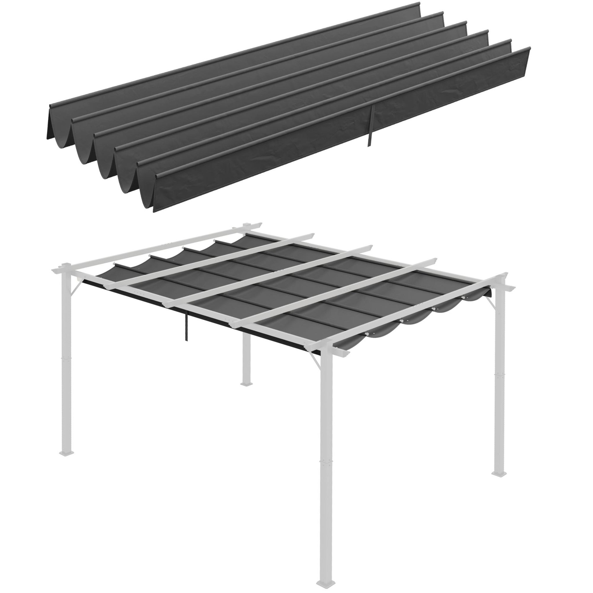 OUTSUNNY Toile de rechange pour pergola rétractable 4 x 3 m polyester haute densité 180 g/m² imperméabilisé gris