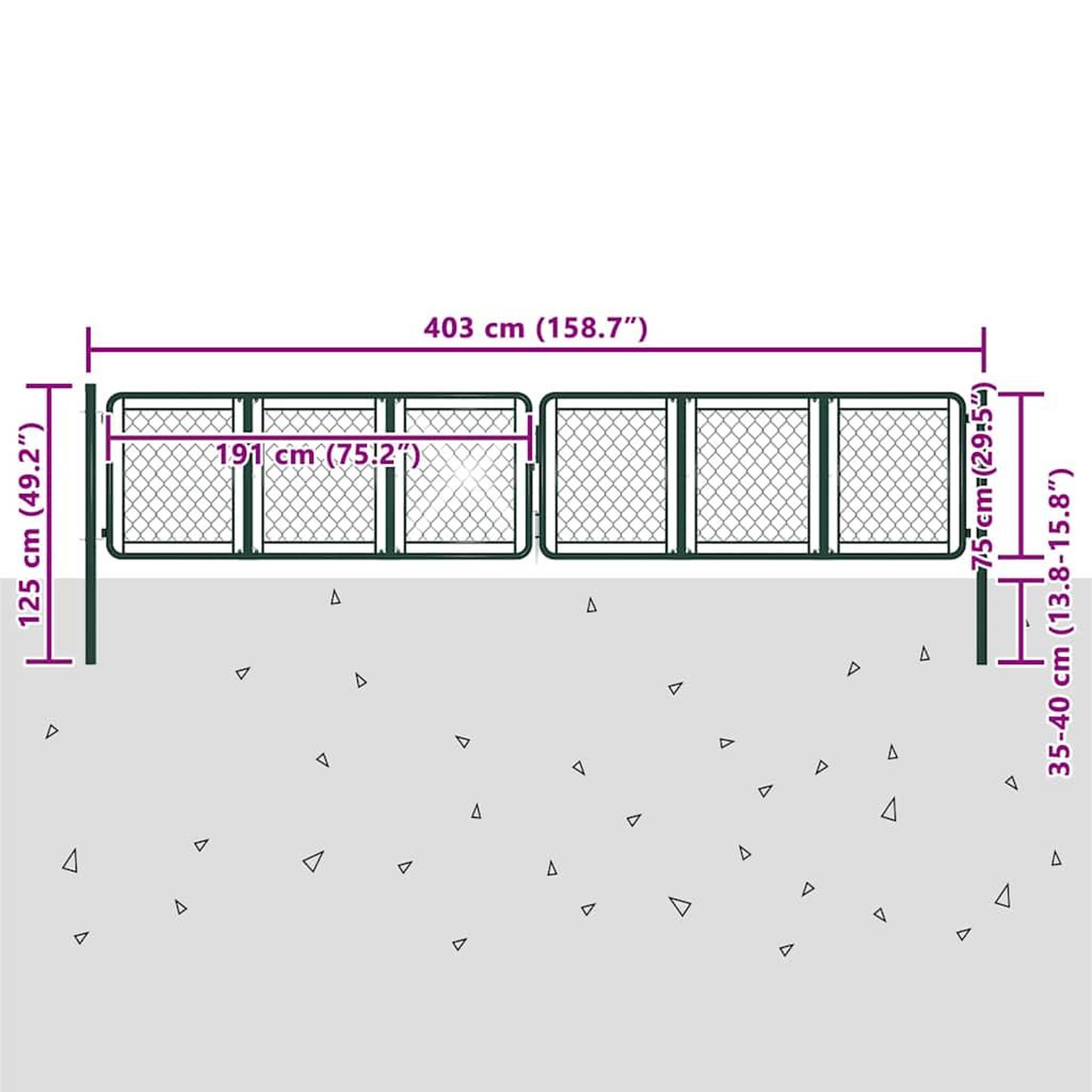 Voir la diapositive 5 : VIDAXL Portail de jardin en acier vert 400 x 75 cm