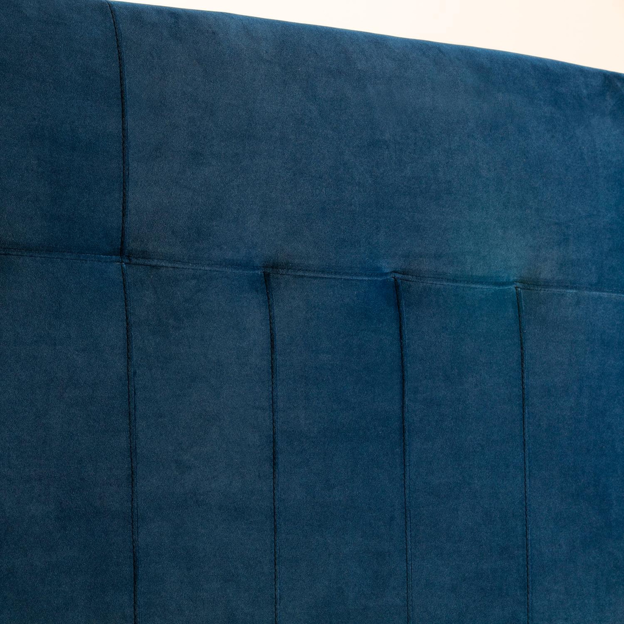 Voir la diapositive 4 : MARCKONFORT Tête de lit tapissée Napoles 140x100 cm Bleu, Velours, Pieds en Bois