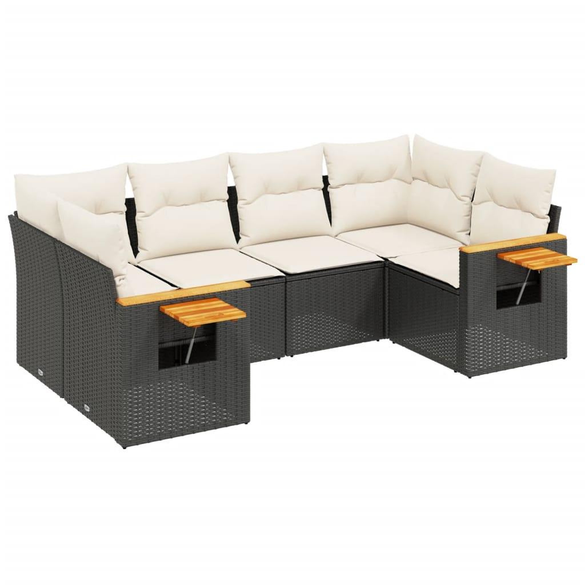 Voir la diapositive 2 : VIDAXL Salon de jardin 6 pcs avec coussins noir resine tressee