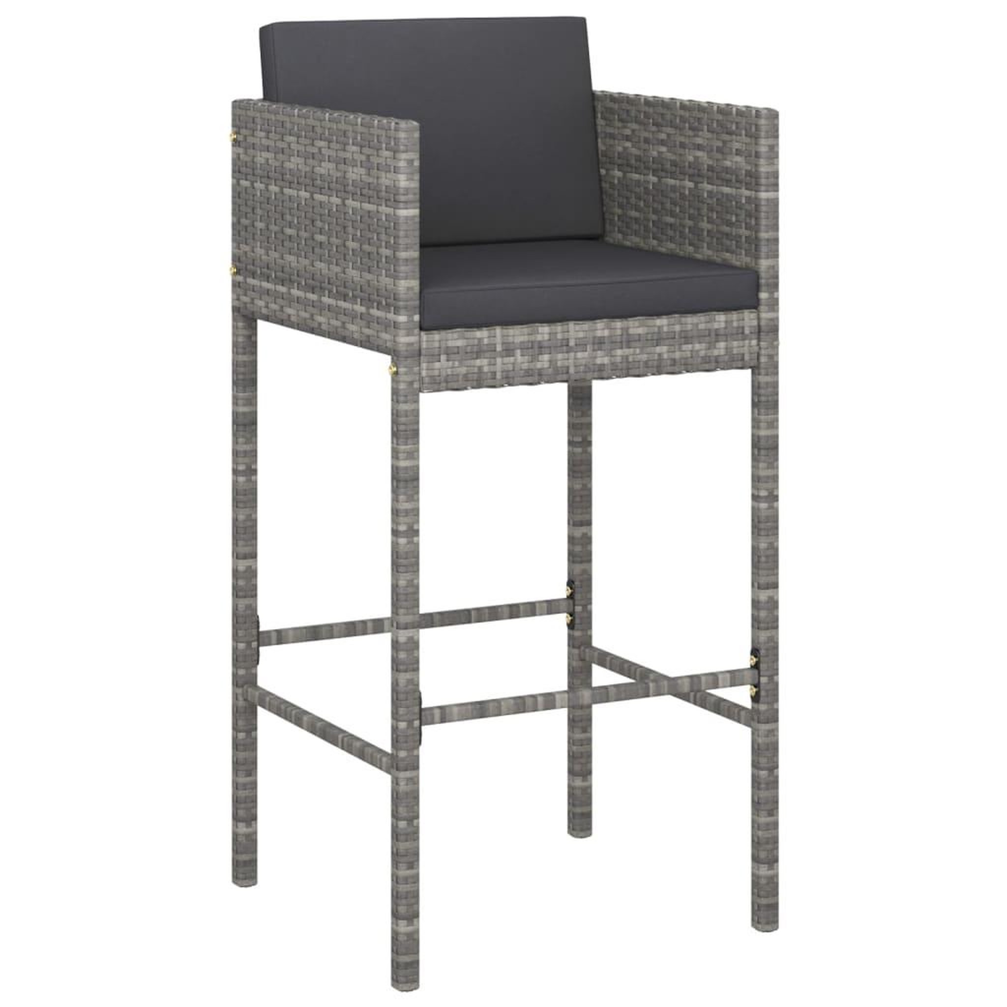 Voir la diapositive 3 : VIDAXL Ensemble de bar de jardin 5 pcs et coussins Resine tressee Gris