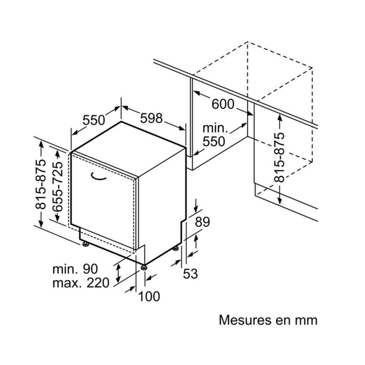 BOSCH Lave-vaisselle 60cm 13 couverts 44db tout intégrable - SMV46KX55E