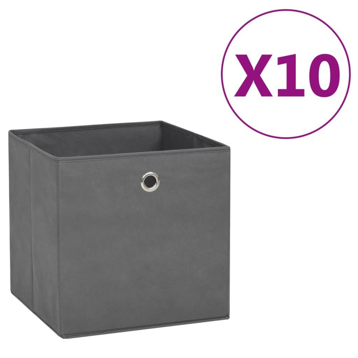 VIDAXL Boîtes de rangement 10 pcs Tissu intisse 28x28x28 cm Gris