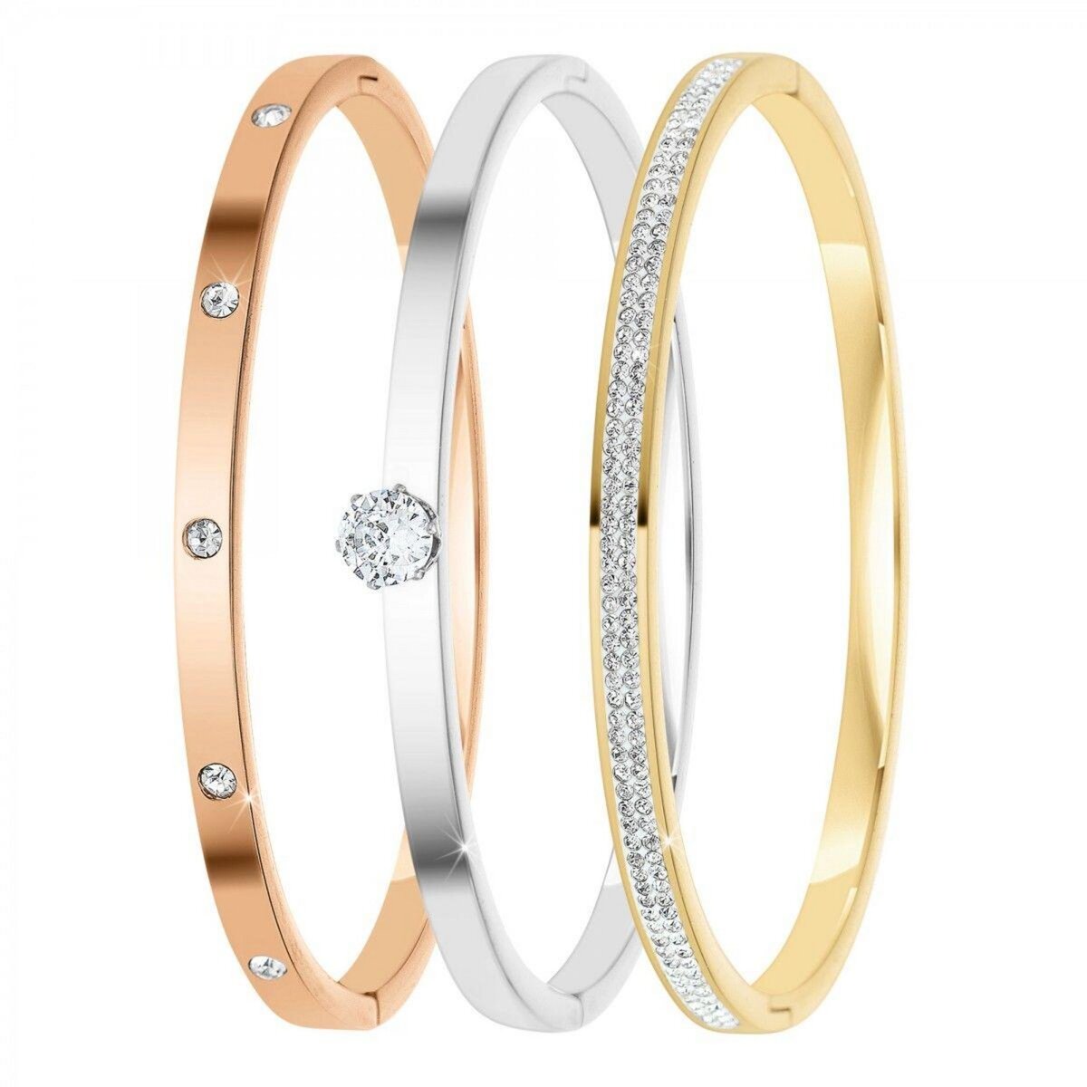 SC CRYSTAL Lot de 3 bracelets ornés de Cristaux scintillants par SC Crystal