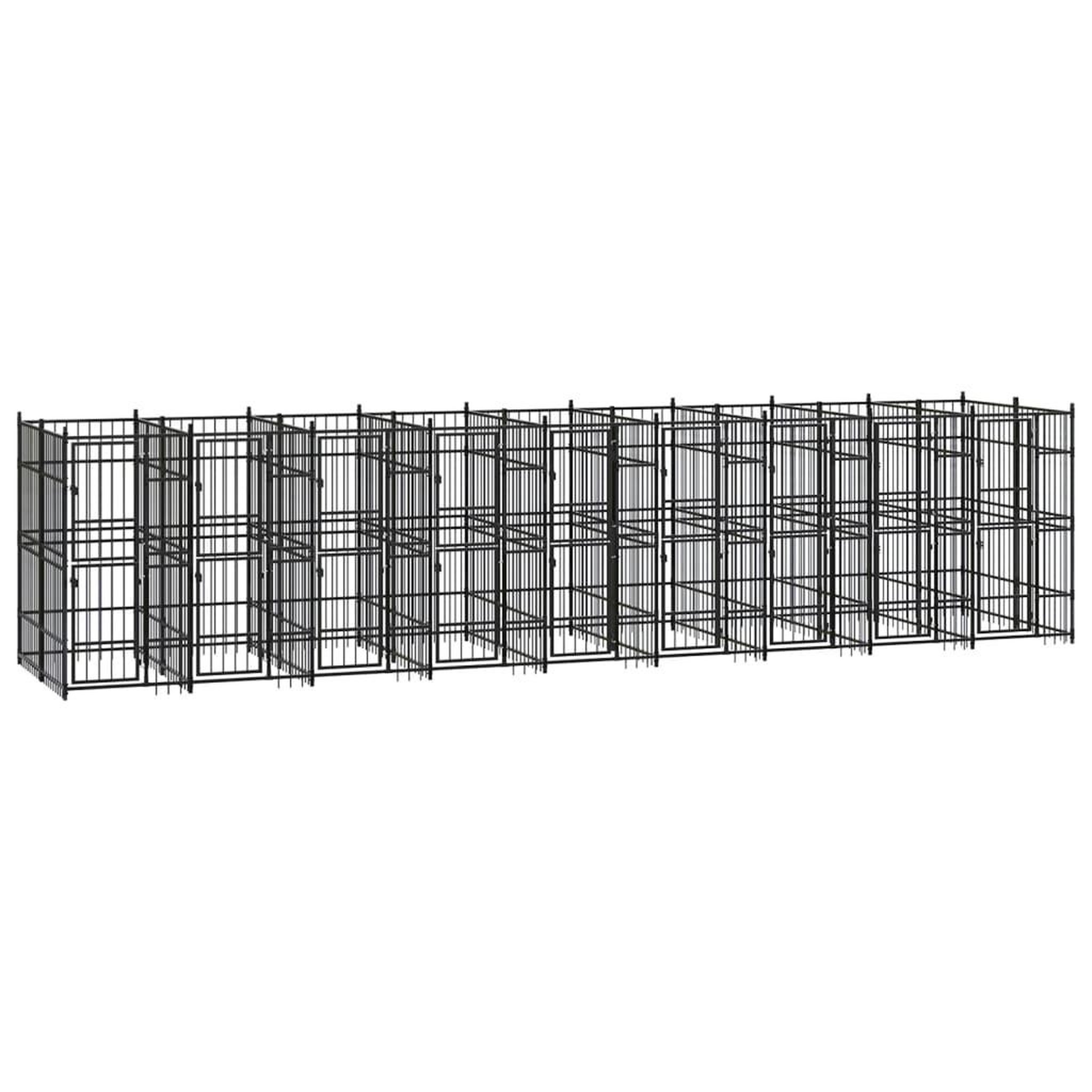 VIDAXL Chenil d'exterieur pour chiens Acier 16,59 m²