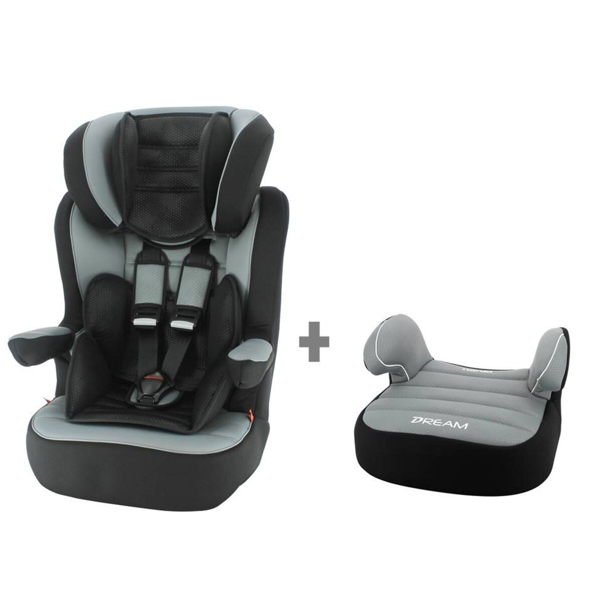 AUCHAN BABY Rehausseur bébé groupe 1/2/3 A30 + rehausseur bas gris