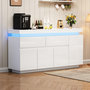 Voir la diapositive 5 : MERAX Buffet 4 porte(s) 2 tiroir(s) - 140 cm blanc led panneau de particules