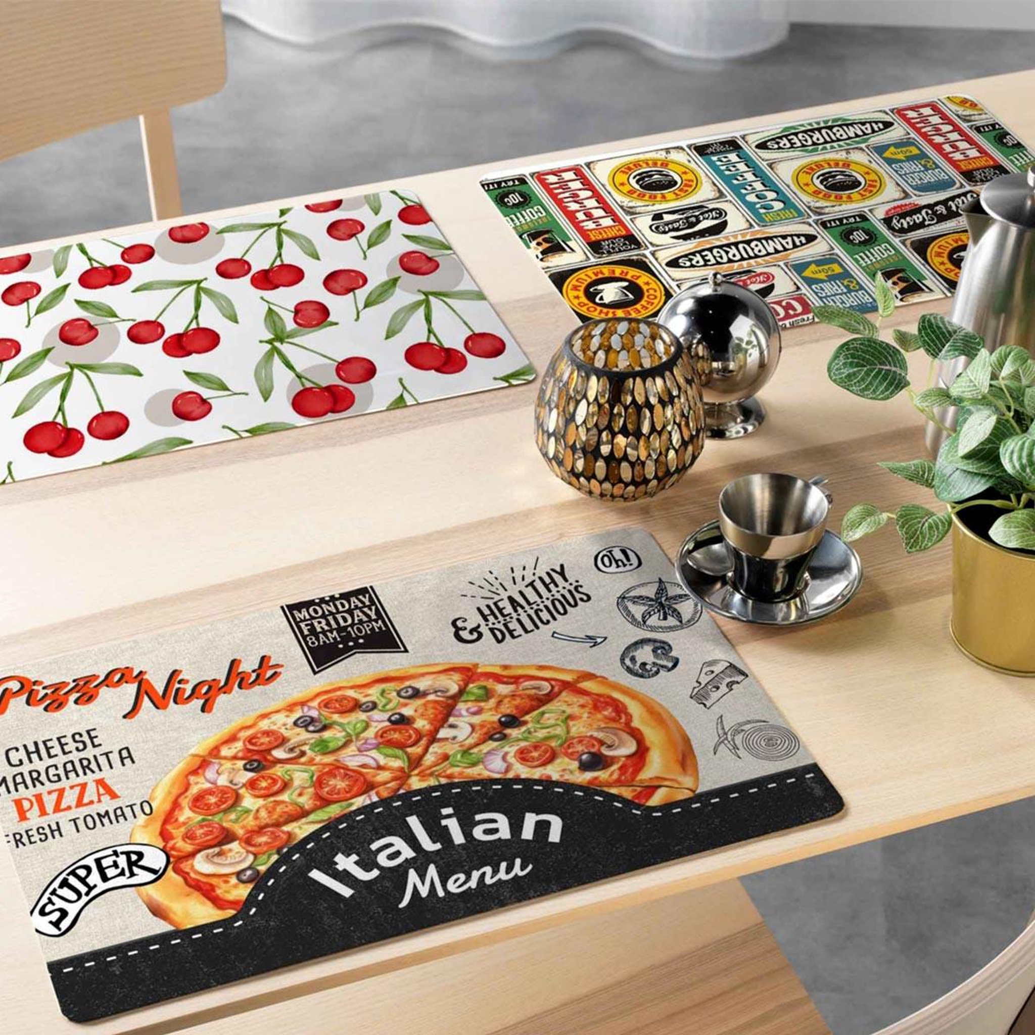 Voir la diapositive 2 : Douceur d'Intérieur Set de table imprimé  pizza  28x44cm multicolore