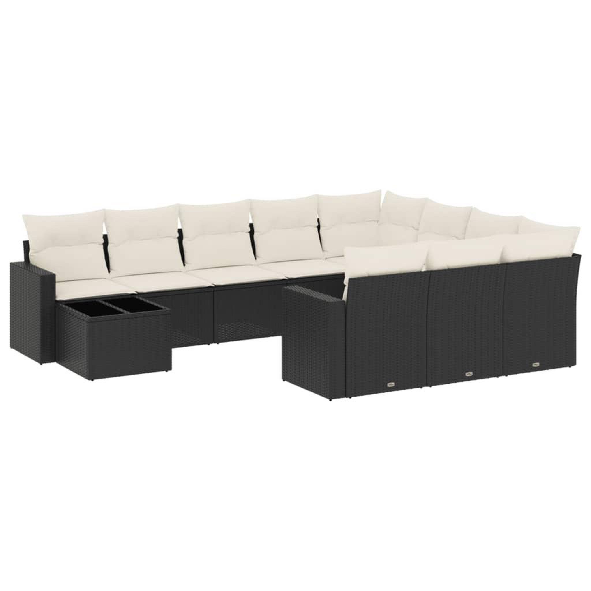 Voir la diapositive 2 : VIDAXL Salon de jardin 11 pcs avec coussins noir resine tressee