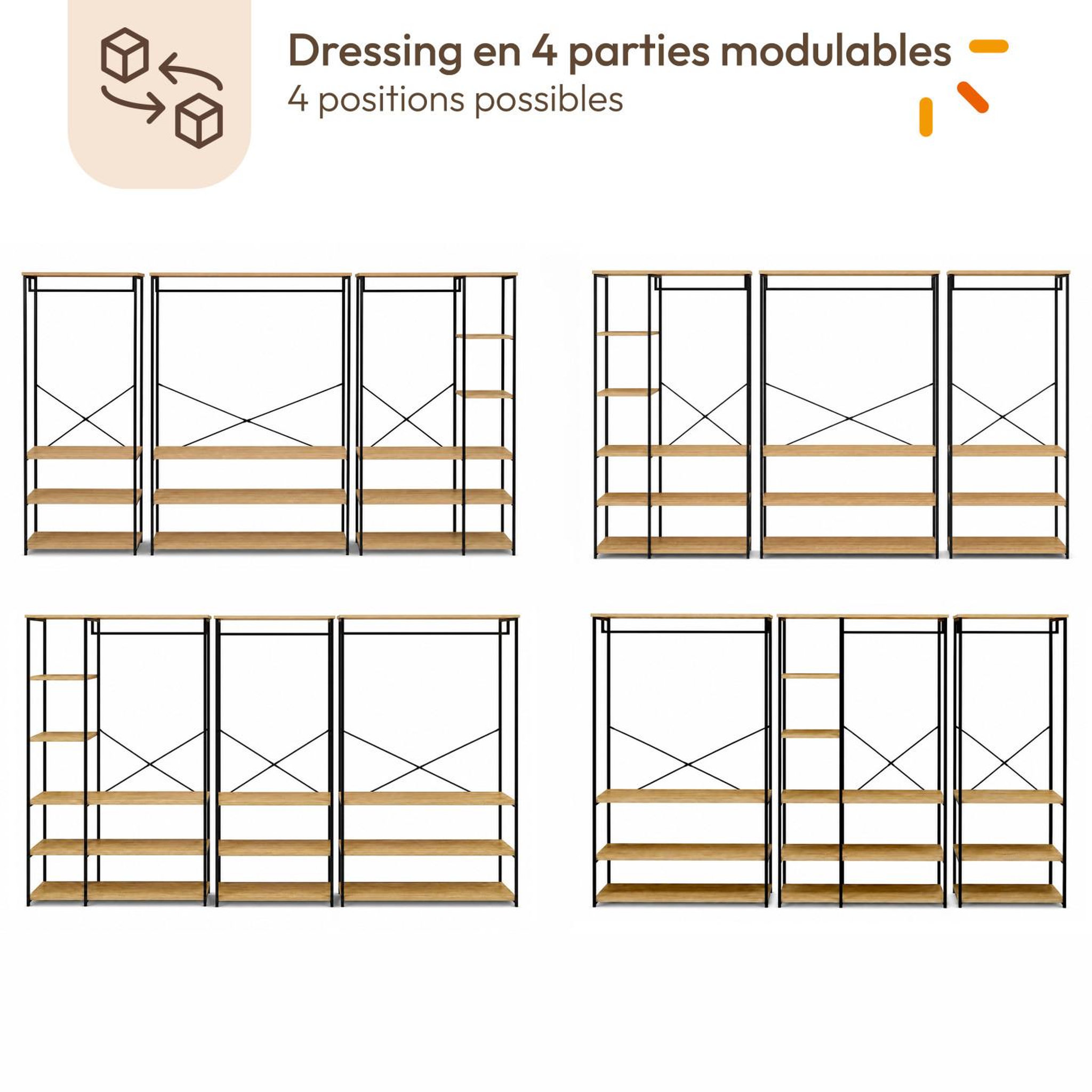 Voir la diapositive 3 : ID MARKET Dressing modulable xxl grande capacité l. 250 cm detroit design industriel